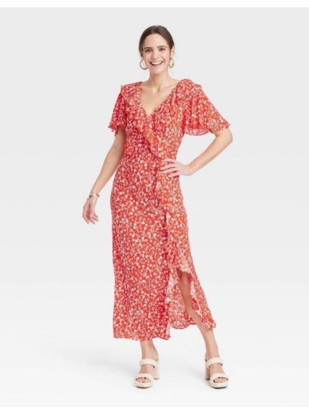 NWT A New Day (Target) Red floral midi dress.
Size large